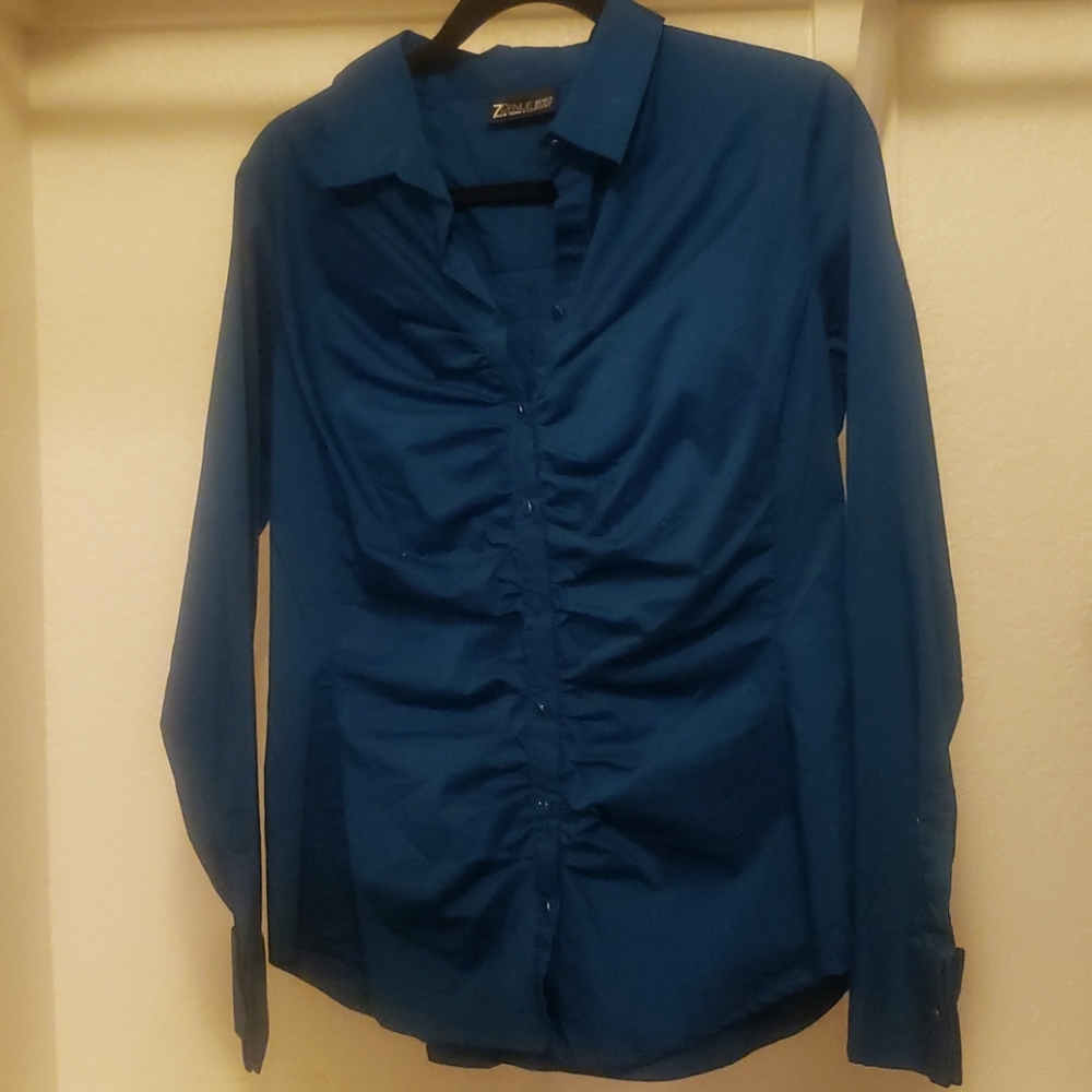 Ruched button down blouse